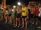 Podisti alla partenza, due anni fa, della prima edizione della Rapallo Night Run. Il secondo da destra è l'azzurro Ruggiero Pertile, quarto classificato pochi giorni fa alla maratona iridata di Pechino