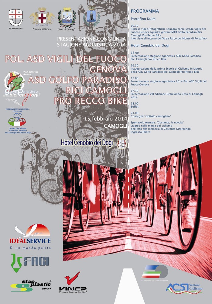 Sabato un'intera giornata dedicata, a Camogli, al grande ciclismo
