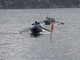 La prua del gozzo della Società remiera "Gianni Figari" Santa Margherita davanti a tutti ai campionati italiani di canottaggio a sedile fisso