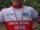 Dario Cherchi, del Bici Camogli/Golfo Paradiso Pro Recco Bike, con la maglia di campione regionale e, nella foto in fondo all'articolo, i bikers alla partenza del campionato italiano di Bielmonte (Biella)