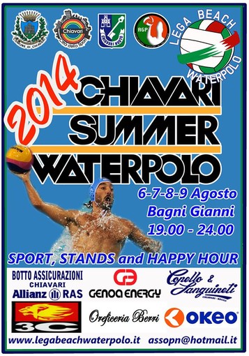 Da mercoledì a sabato sera appuntamento con la grande beach waterpolo a Chiavari