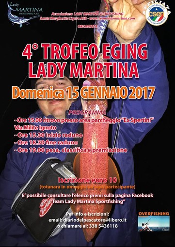 In programma domenica pomeriggio a Santa Margherita un nuovo trofeo di pesca organizzato dall'Asd Lady Martina Sportfishing