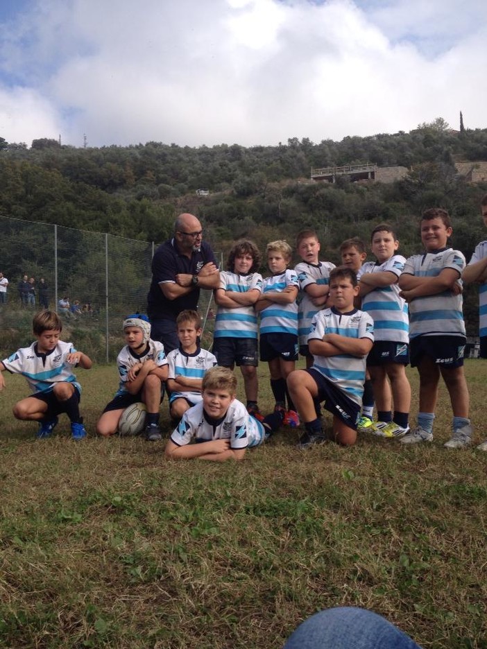 Gli Under 10 della Pro Recco Rugby ad Imperia, in una foto di M. Tonelli
