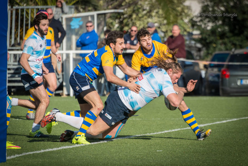 Cacciagrano schiaccia in meta domenica scorsa al Carlo Androne, in occasione del vittorioso match della Tossini Pro Recco contro la Primavera Rugby (foto Roncallo)