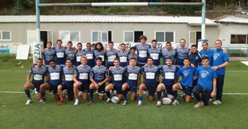 Gli Squalotti della Pro Recco Cadetta, impegnati nella serie C di rugby, in una foto di Luigi Galli