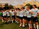Nella foto di Osvaldo Ciotti i giocatori della Tossini Pro Recco Rugby festeggiano la qualificazione alla poule promozione della serie A sul terreno dello stadio Carlini di Genova