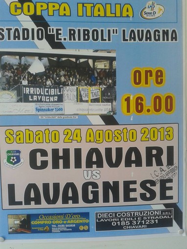 Coppa Italia serie D: Lavagnese-Chiavari Caperana, a voi la scena